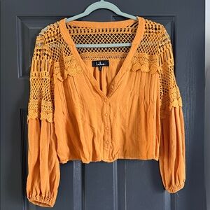 Lulu's Vibrant Orange Crochet Blouse
